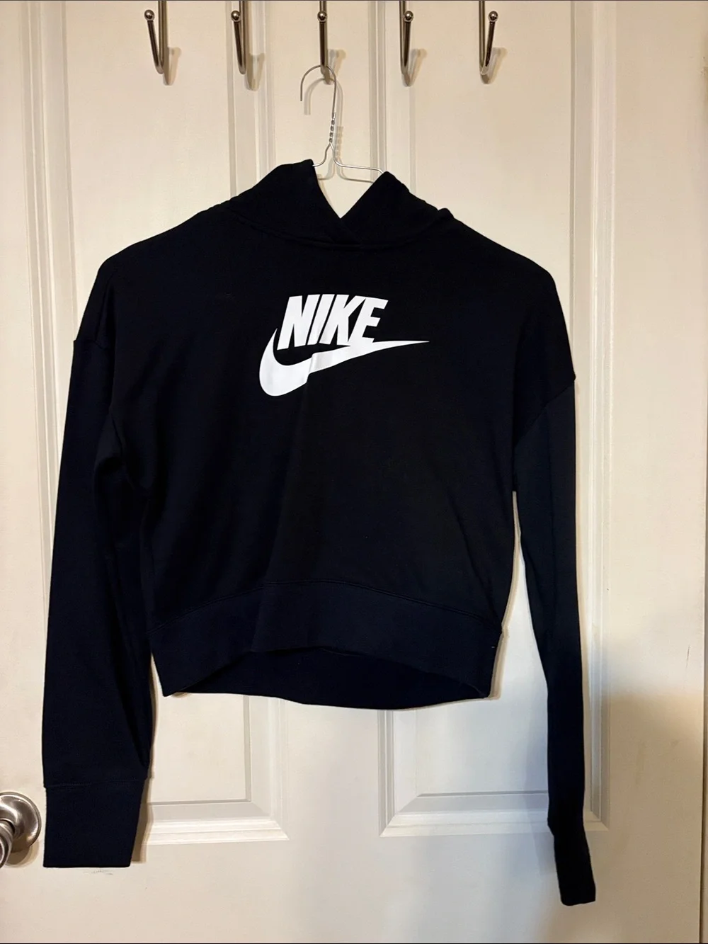 Nike Black Cropped Logo Hoodie